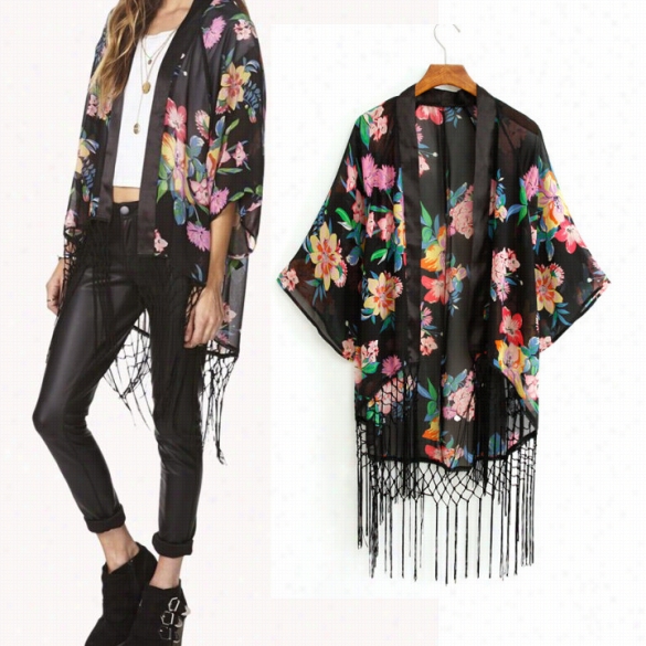 Hot Vintage Style Retro Boho Hippie Casual Chiffon Top Kimono Coat Cape Blazer Jacket