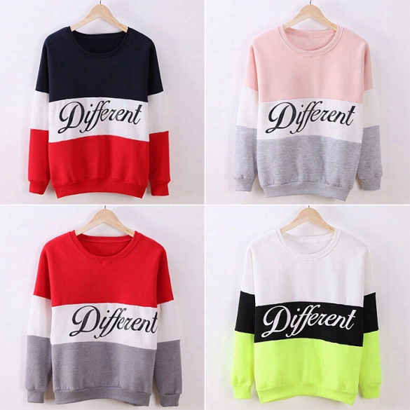 Korea Women's Lettters Pribted  D1fferent Mingle Casual Lose Sweater Plulover Tops Hoodie