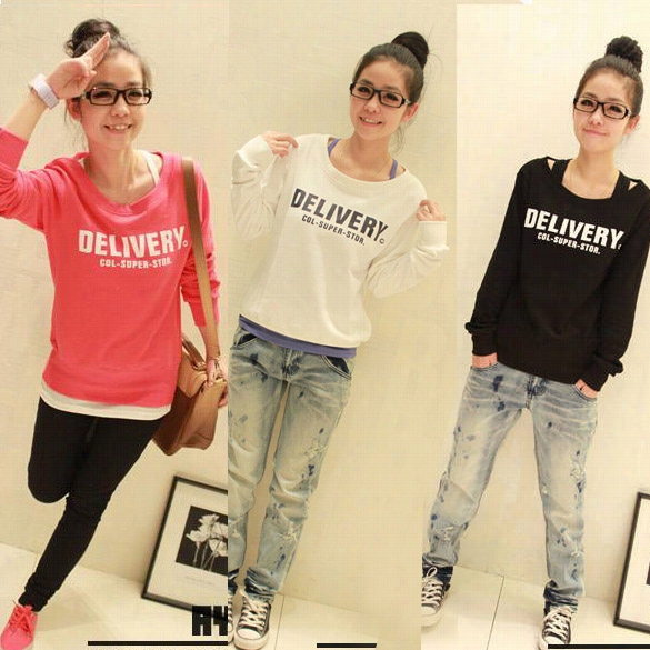 Korean Women's Youth Sportive Casual Long Sl Eeve Pullover Sweatshirts 6 Colors