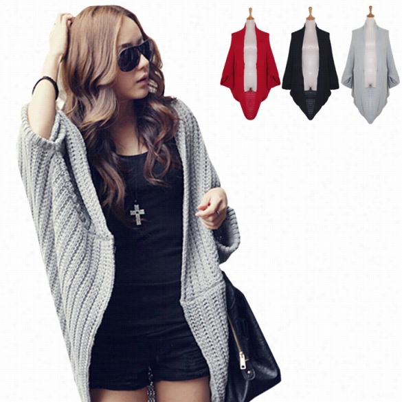 Lady Batwing Llooes Sweater Coat Knitting Longg Car Digan Shawl Outwear