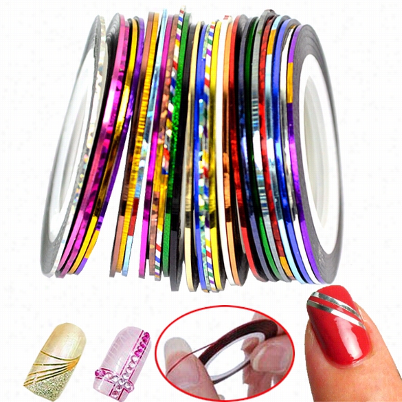 New 30pcs Mixed Colors Rolls Striping Tape Line Nail Art Decoration Stkcker