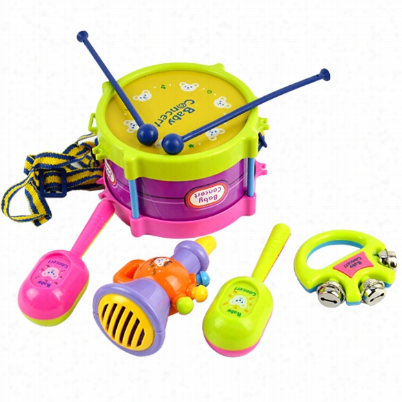 New 5pcs Roll Drum Musical Instruments Band Kkit Kids Chidren Toy Gift Set