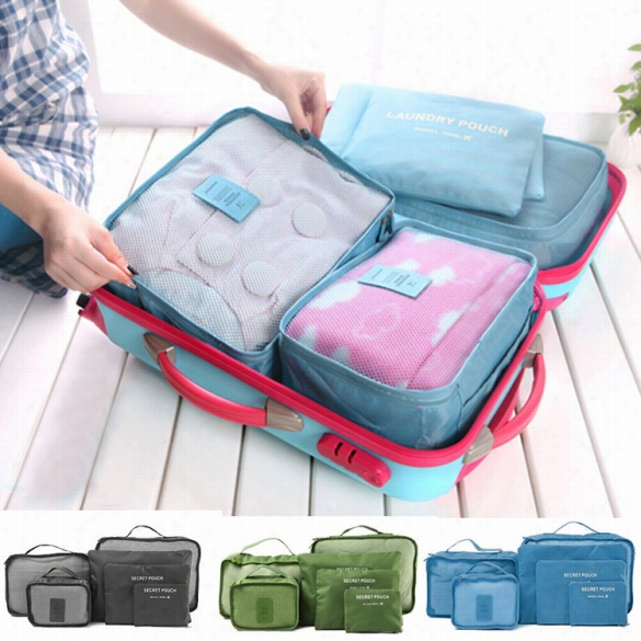 New 6pcs Travel Luggage  Bag Clothes Organizer Large Mediu Small Size Pouch Handbag Suitcase