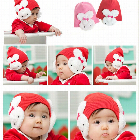 New Baby Toddler Kids Boys Girl Winter Ear Fap Warm Hat Beanie Cap Crohet Rabbit 4flag