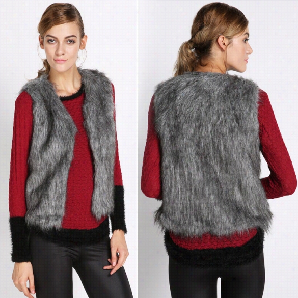 New Fall Winter Women Faux Fur Vest Winter Vest Sleeveless Luxury Fur Waistcot