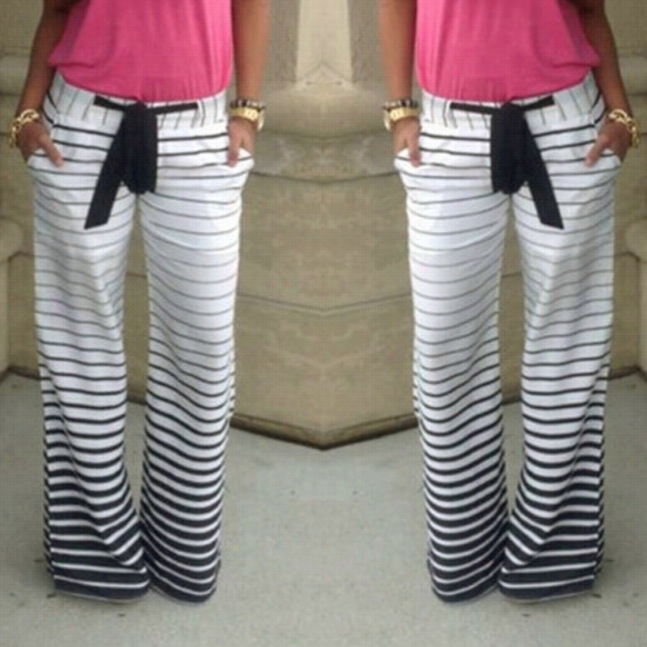 Starting A~ Fashion Lady Women'sj Oggers Sport Trousers Striped Long Pants