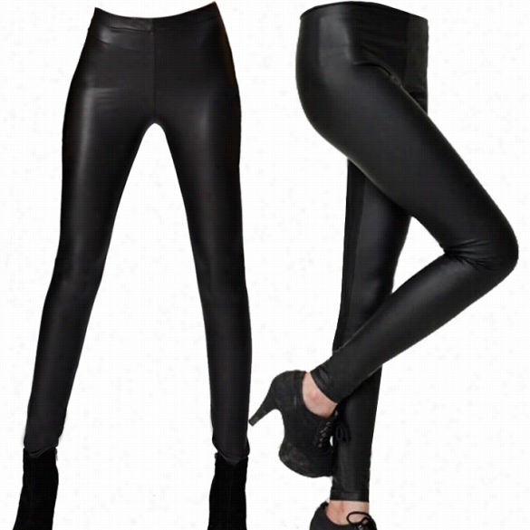 New Fashion Lady Women's Slim Artificial Leather Skinny Pencil Leging5