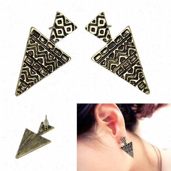 New Fashion Puk Bronze  Geometric Women's Girls Party Ear Studs Earrijgs