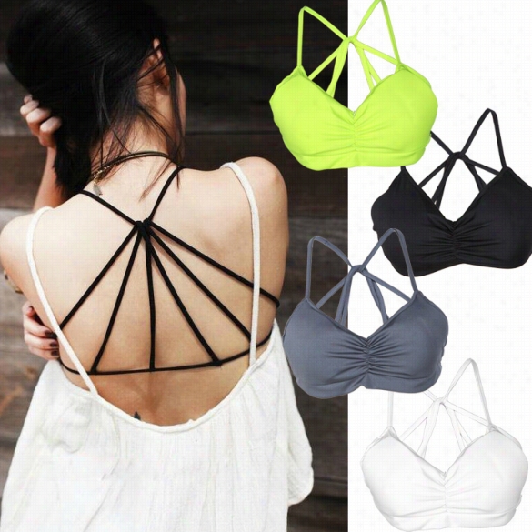 Nw Fashion Sexy Women Single  Cross Strap Tank Padded Cup Top Casual Vest