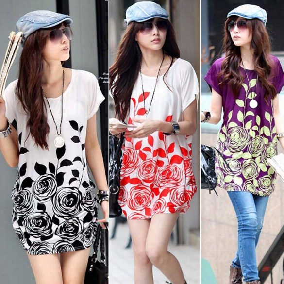 New Fashion Women Dresses Ice Silk Dress Slack Flower Print Dress Autumn-summer  4 Colors