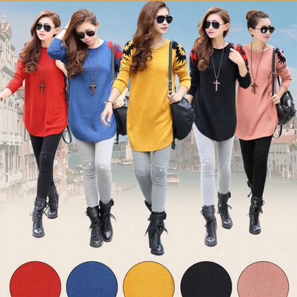 New Fashion Women Lady Knitted Casual Long Sleev Eloose Pullover Sweater Jumper Tops