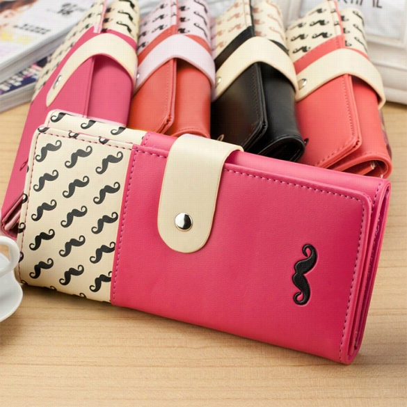 New Hot Sale Women High Quality Solid Button Leather Hand Bag Long Clutch Wallet Purse