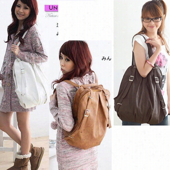 New Korean Style Fashion Lady 2 Ways Pu Leather Backpack Purse Haand Bag Shouldders Bag