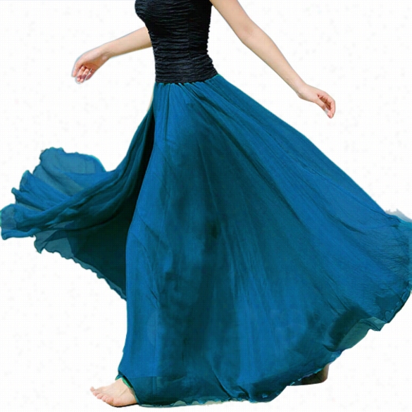 New Maxi Long Bohhemian Restore Women Shinning Chiffon Long Skirt 7oclors