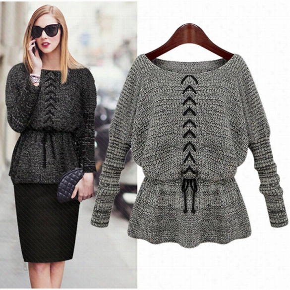 New Unique Project Casual Womens Batwings Sleeve Knit Knitwear Thin Sweater Outsear Sirted Tops