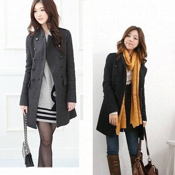 New Women Fashion Coat Stand-up Collar Double-breatsed Thicker Warm Overcowt