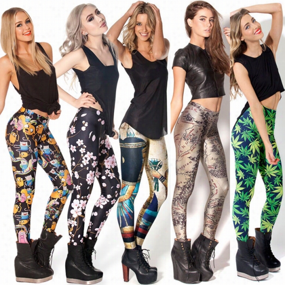 New Women Leggings Comfortable Elastic Pants Fashin Printed Flowdr Ankle-length Leggings&truosers B8 Sv001424