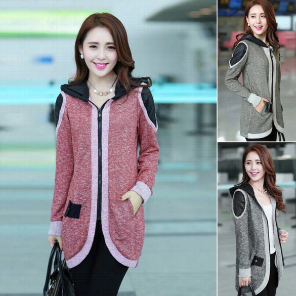 New Women Slow Sleeve Knit Zipper Front Cardigan Top Jacket Jumpeer Cover