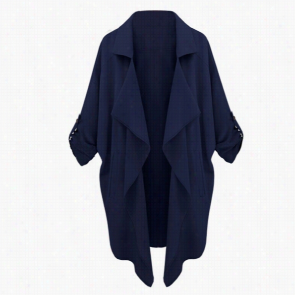 New Women Loose Batwing Cardigan  Chiffon Suit Coat Lapel Jacket Plus Size