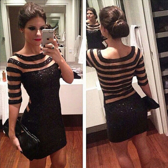 New Women Sexy Sequins Bodycon Slim Cocktail  Clubwear Evening Party Mini Dress