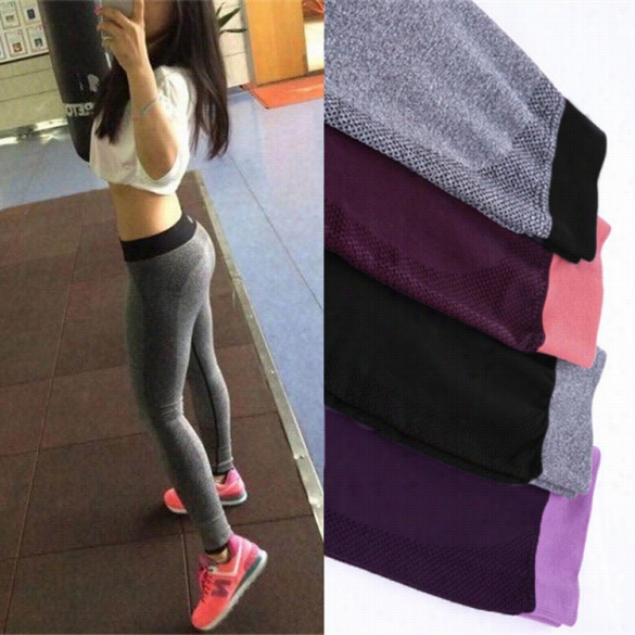 New Women's Fashion Elastic Yoga Sports Exercise Fitness Gm Slim Pants Leggings