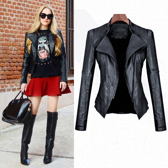 New Women's Fashion Sexy Cool Girl Synthetic Leather J Acket Motorcycle Coat Jerkin