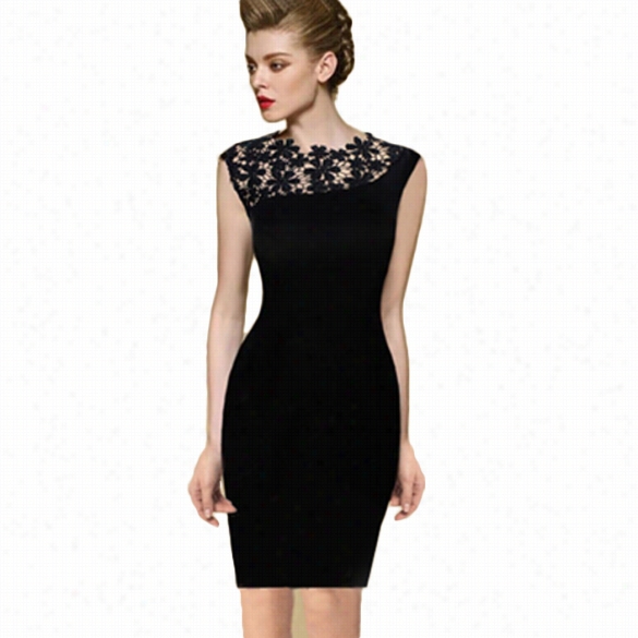 New Women's Vintage Elegaant Floral Crochet Stretch Bodycon Codktail Evening Dress
