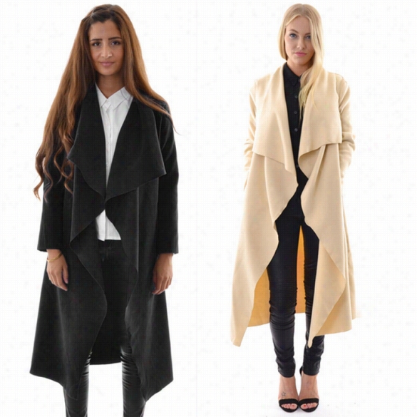 Stylish Women Long Sleeve Irregular Jcaket Cover Loose Open Cape Cardigaan Windbreakrr