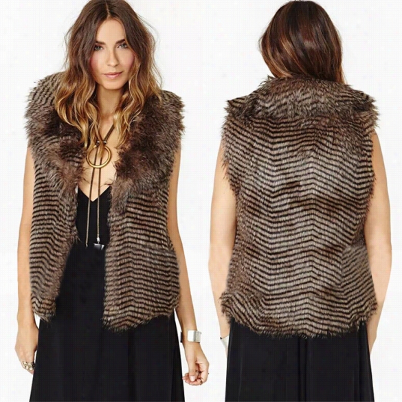 Fashionable Women Winter Fashion Warm Faux Fur Jacket Coat Outwear Long Vest Waistcoat