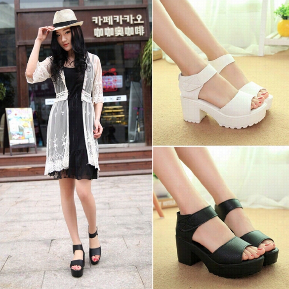 Summer Women Platform Sandals High Heel Ankl E Strap Open Toe Sandals  Shoes