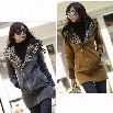Korea Women leopard fleece Hoodie Sweatshirt Jacket Coat Warm Outerwear