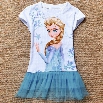 New Princess Queen ELSA Girls Tulle Ruffle T-shirt Tops Dress 2-10T