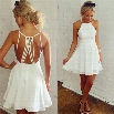 New Womens Sexy CASUAL Spaghetti Strap Backless LOOSE Swing CLUB Dress WHITE Short Mini Dress