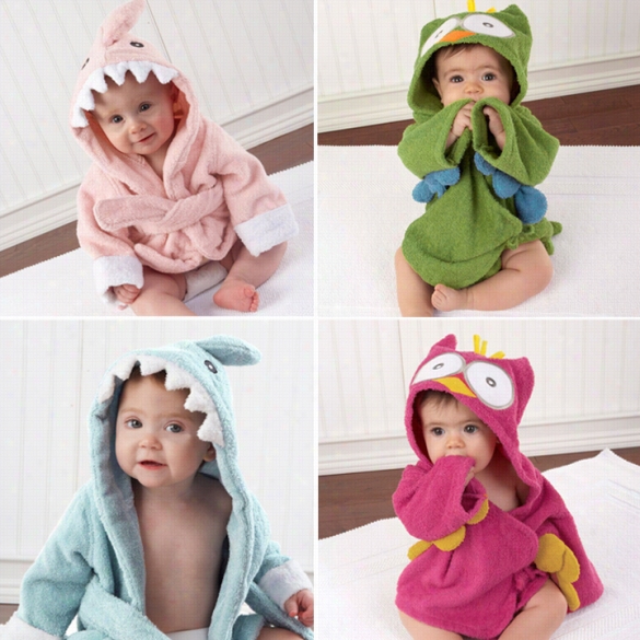 Toddler Girl Boy Animal Cartoon Pattern Bathrobe Towel 0-2 Years Old