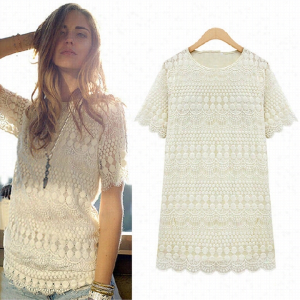 Vintage Style Girl Sexy Depression Out Crochet Lace Shirtt Tops Blouse Pullover