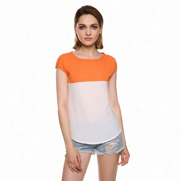 Women Summer New Candy Matched Color Loose Casual Tops Blouses Shirt Vest S"m"l