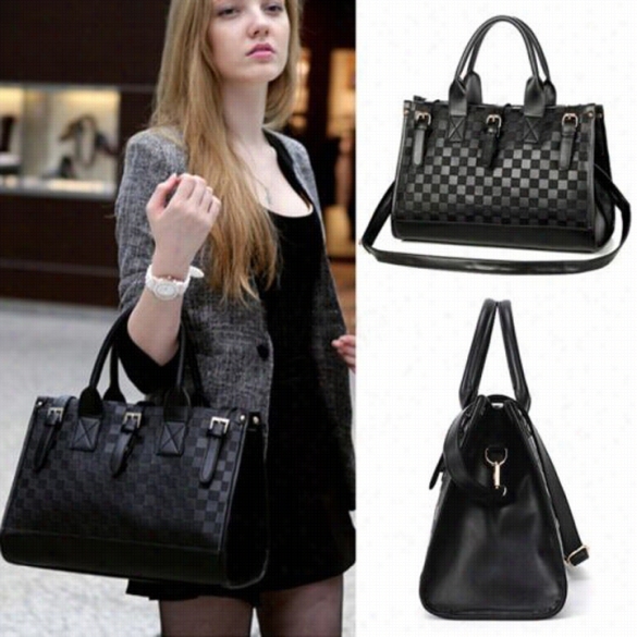 Women's Gri Dbag Checker Board Synthetic Leatyer Handbag Shoude Bag