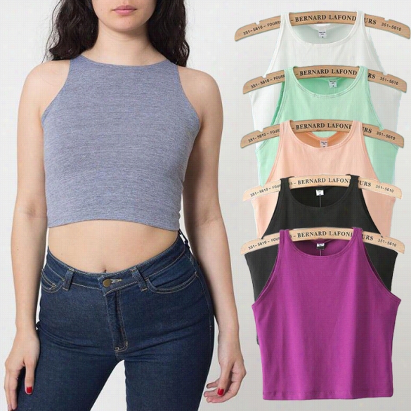 Women's Sexy Scoop Neck Sleeveless Cropped Belly Ves Top Sho Rt Sleeves Fitted  Tee Stretchy Hot