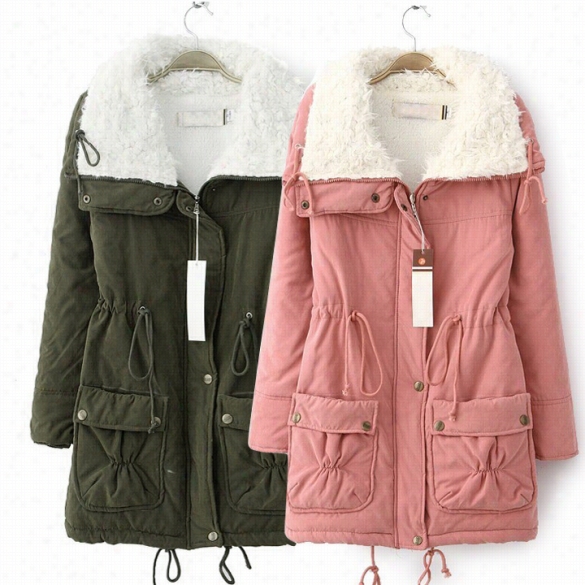 Women's Winter Outerwear Cotton-padded Jacket Medium-long Thin Waist Wadded Jacket