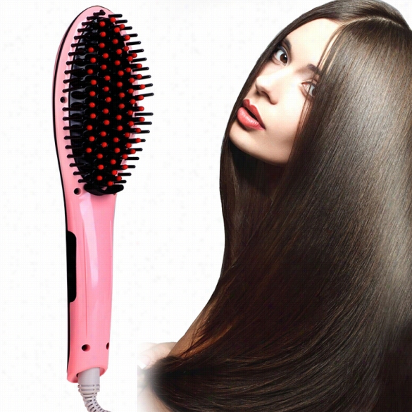 Acevivi Pink Digital Electric Hair Straiightener Comb Calorific Deta Ning Hair Brush Eu" Us" Uk "au Plug