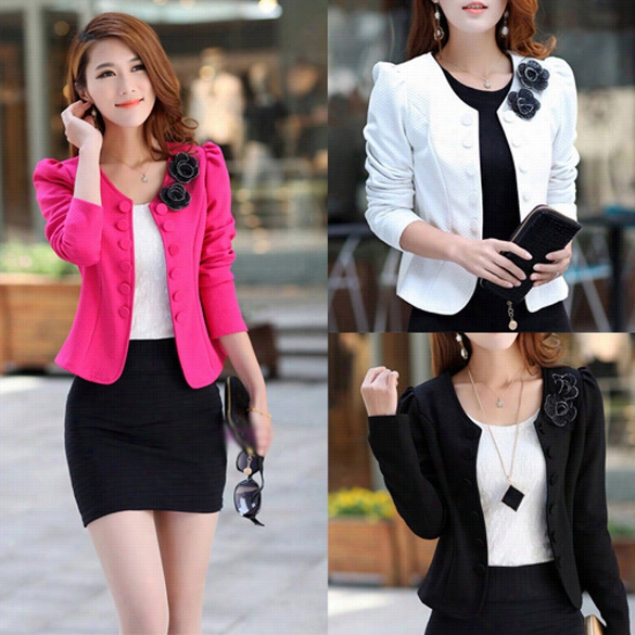 Candy Color Womens Lady's Basic One Button Lapel Casual Suits Jacket Coaatt