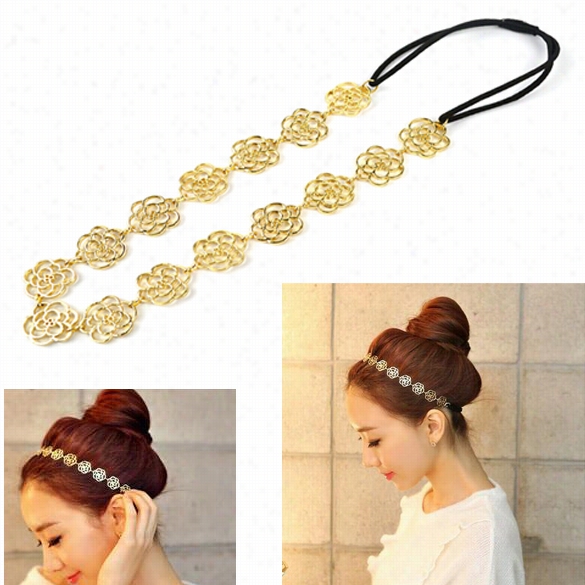 Lovely Cu Te Sweet Exquisite Hollow Out Rose Flower Hair Band Headband