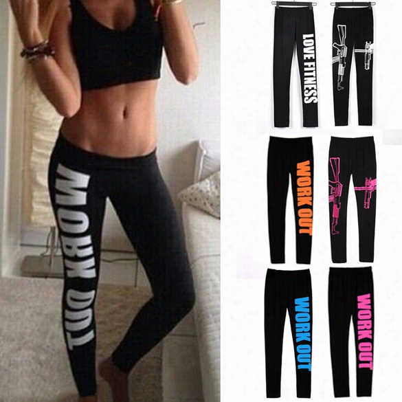 New Women's Stylish Casual Bllack  Lggings Fitting Pencil Alphabet Print Sweatpants