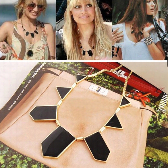 Stylish Personalized Bllack Geometric Shape Choker Ddisposition Bib Necklace