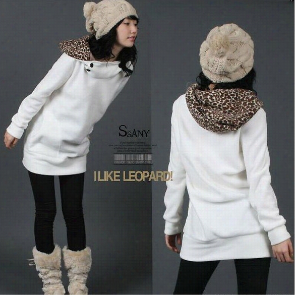 Wome'ns Autumn Hoodies Leopard Sweatshirt Top Outerwear Parka Oats