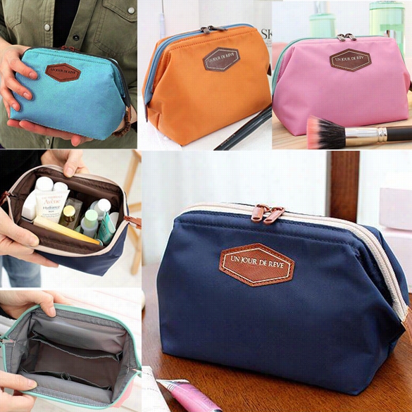 Women's Travel Makeup Bag Cosmetic Pouch Clutch Ahndbag Casual Purse