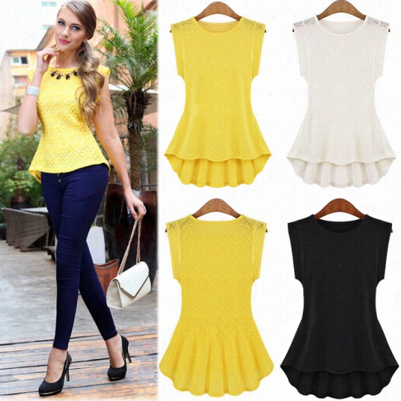 Wom Enn's Vintagel Ace Peplum  Frill Bodycon Tank Shirt Tops Blouse T-shir T