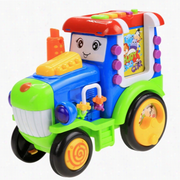 Arshiner Baby Light Music Card Learning Educational Electric Train Rractor Pull Toy