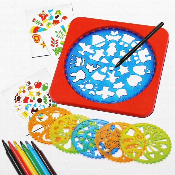 Arshiner Kds Children 6 Pplastic Drawing Stendils Kit W" 6 Colored Mar Ker