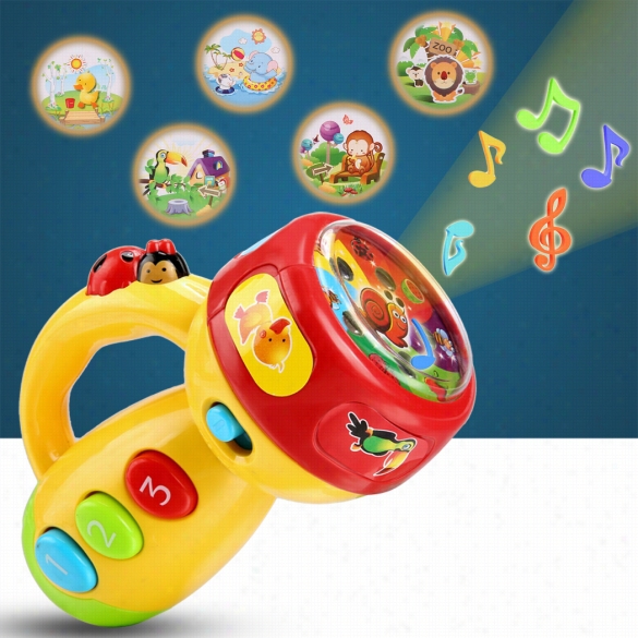 Ashiner Toddler Kids Cartoon Flashlight Ith Sound Learning Educational Trifle